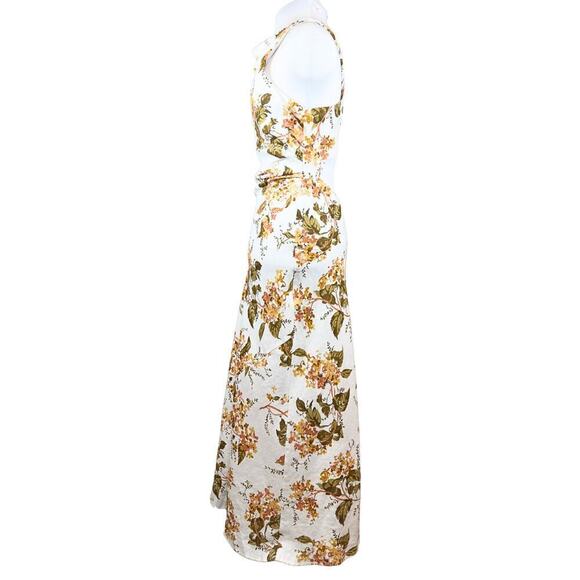 NWT Reformation Maxi Dress White Yellow Floral Strappy Cross Back Mock Neck Sz10 - Picture 5 of 10